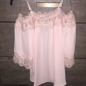 Pink off the shoulders blouse